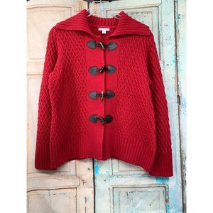 Charter Club Cardigan with Toggle Closure  LG Red  Knit 60% Cotton / 40% Acyrlic